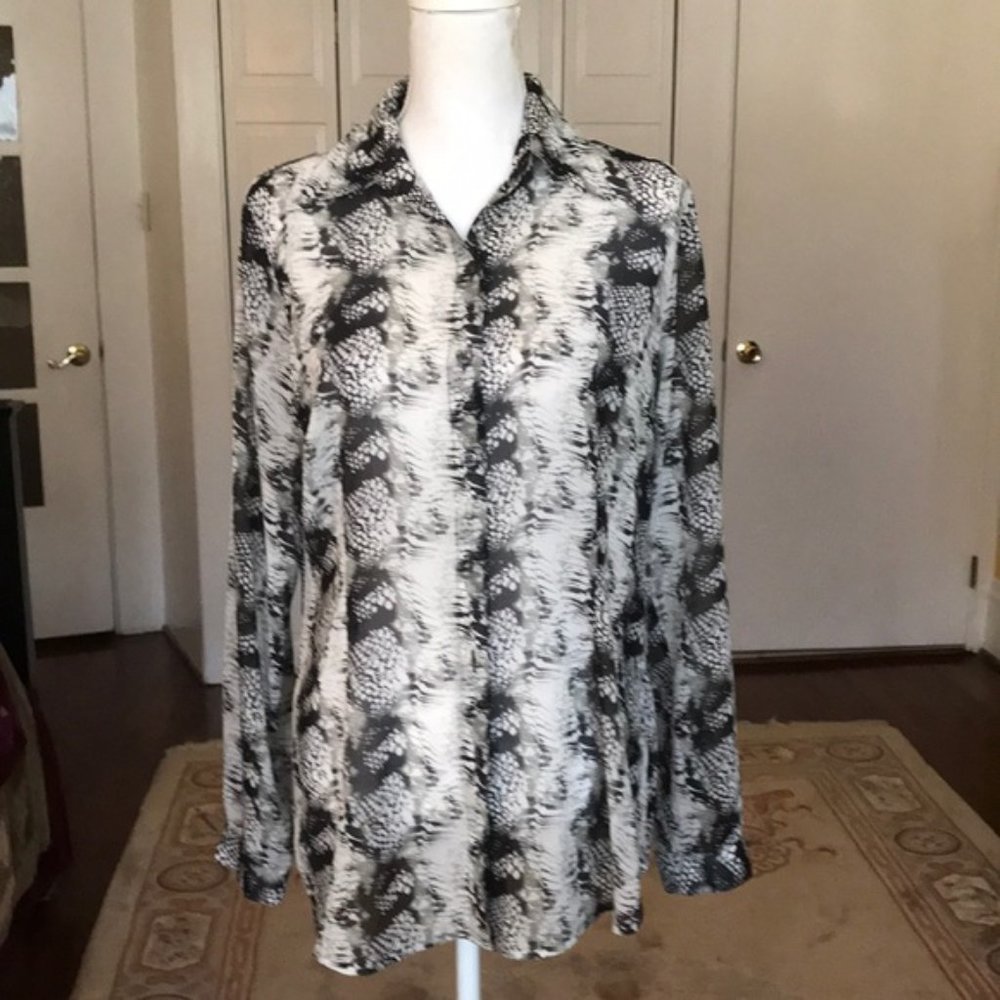 Cabi Snakeskin Python Animal Print Button Down Sh… - image 4